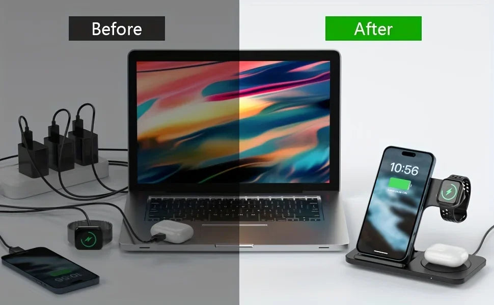 3 in 1 30W Foldable Wireless Charging Station for iPhone 16 15 14 13 12 Pro Max iWatch Ultra Airpods Pro Fast Charger Stand Dock